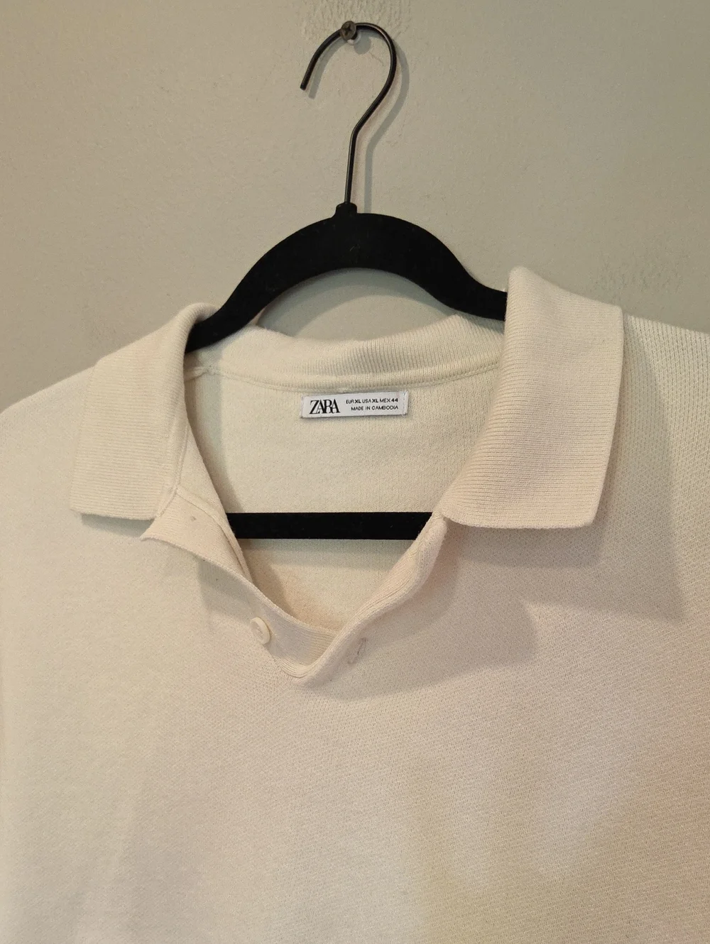 Zara Men Cream Polo-Collar Sweater